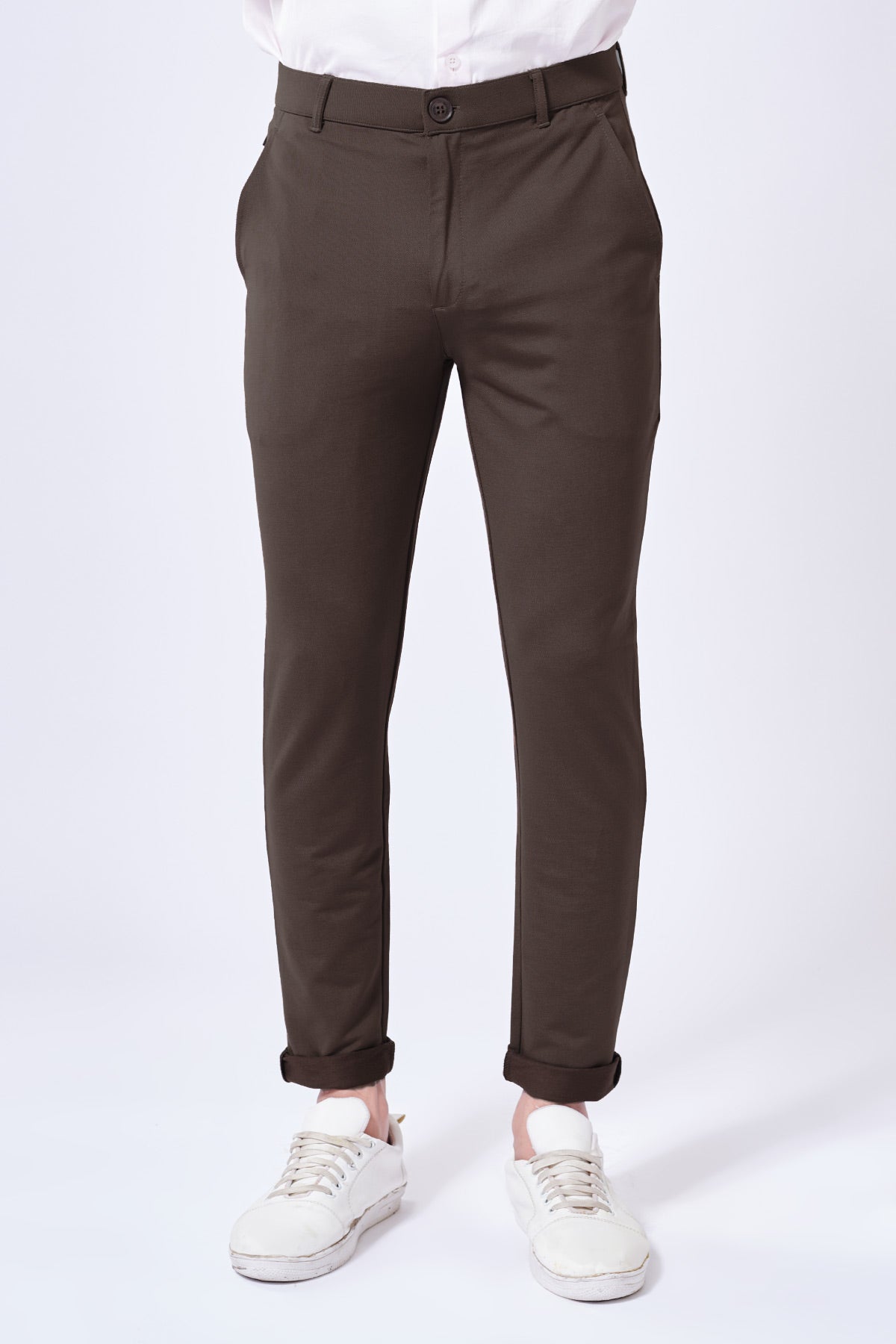 brown pants for men male casual business solid slim pants zipper