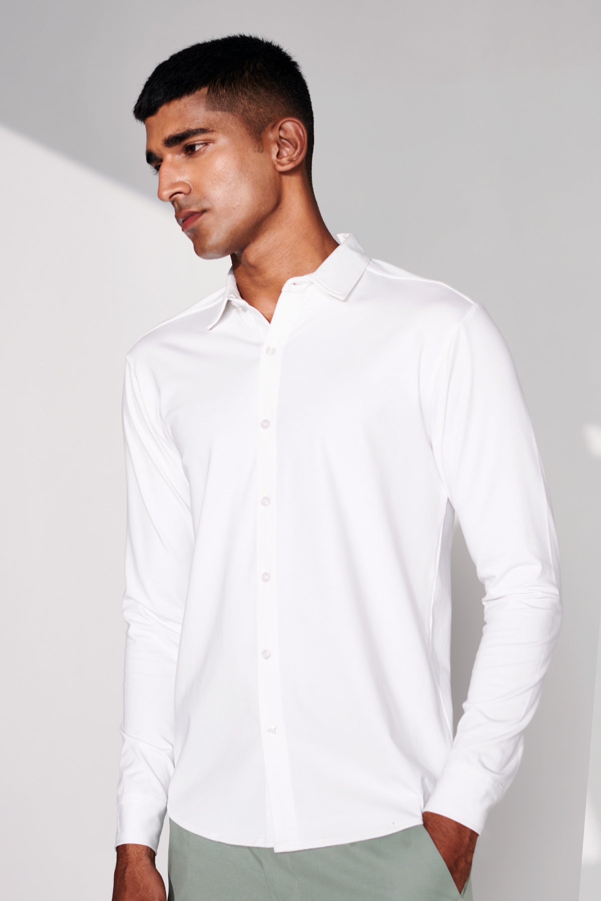 Buy Full Sleeve Pure White Knit Shirt