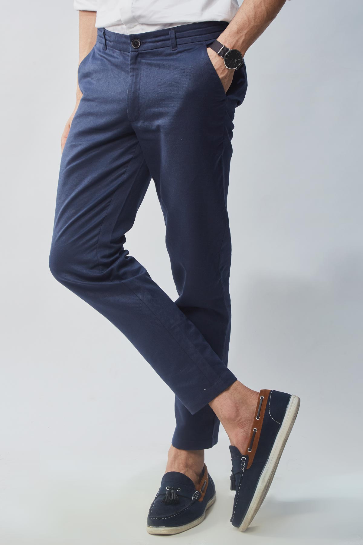 Buy Navy Linen Trouser