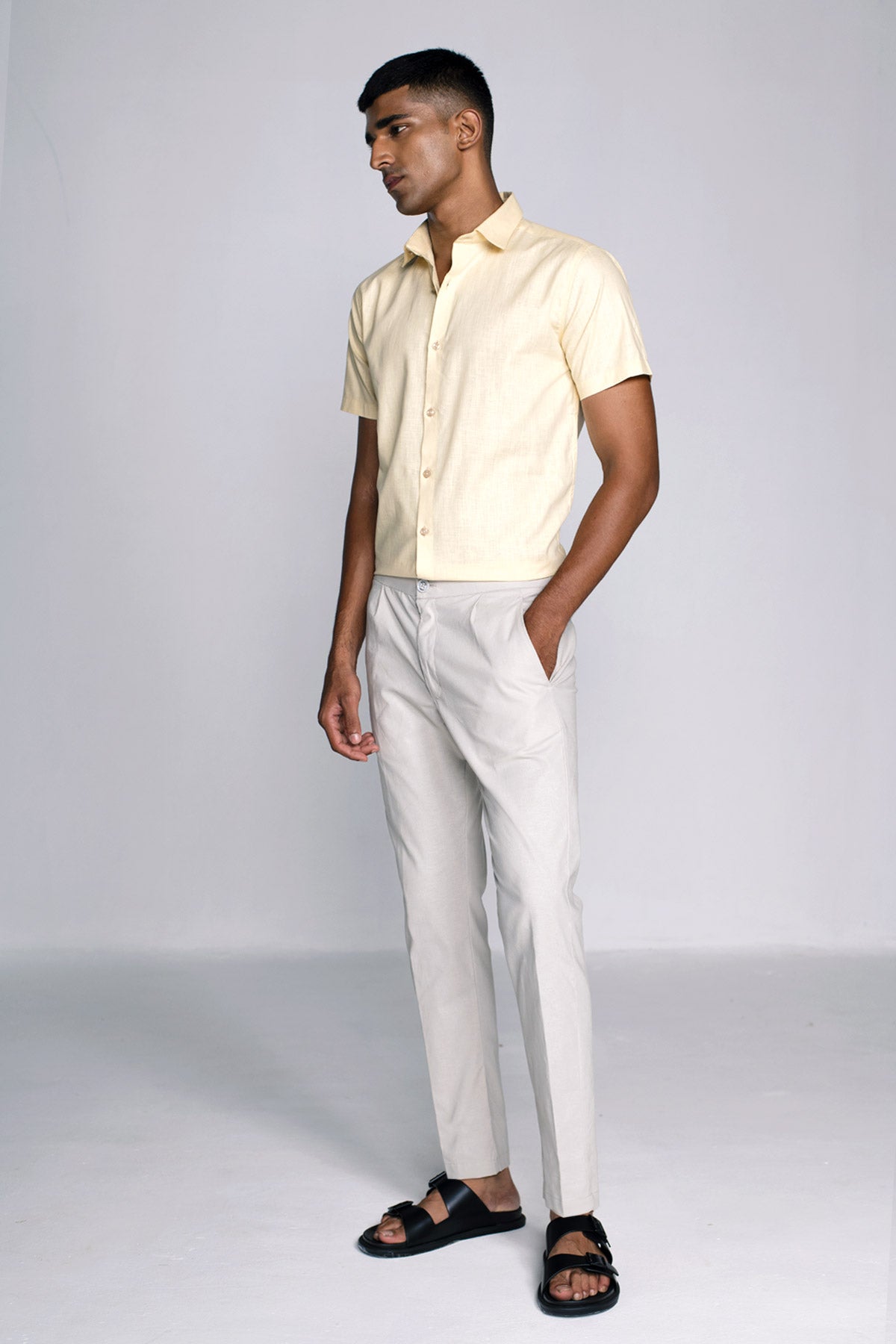 Regular Fit Linen trousers - White - Men | H&M IN