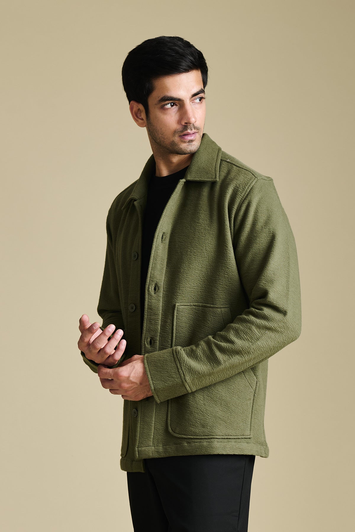 Textured Vintage Olive Shacket