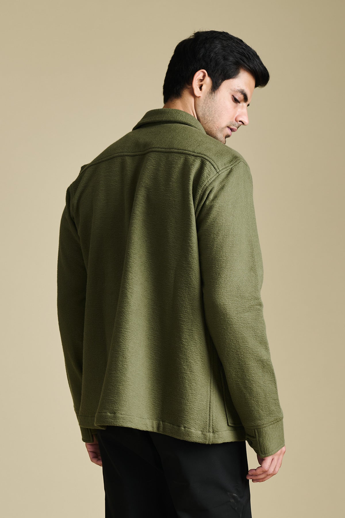 Textured Vintage Olive Shacket