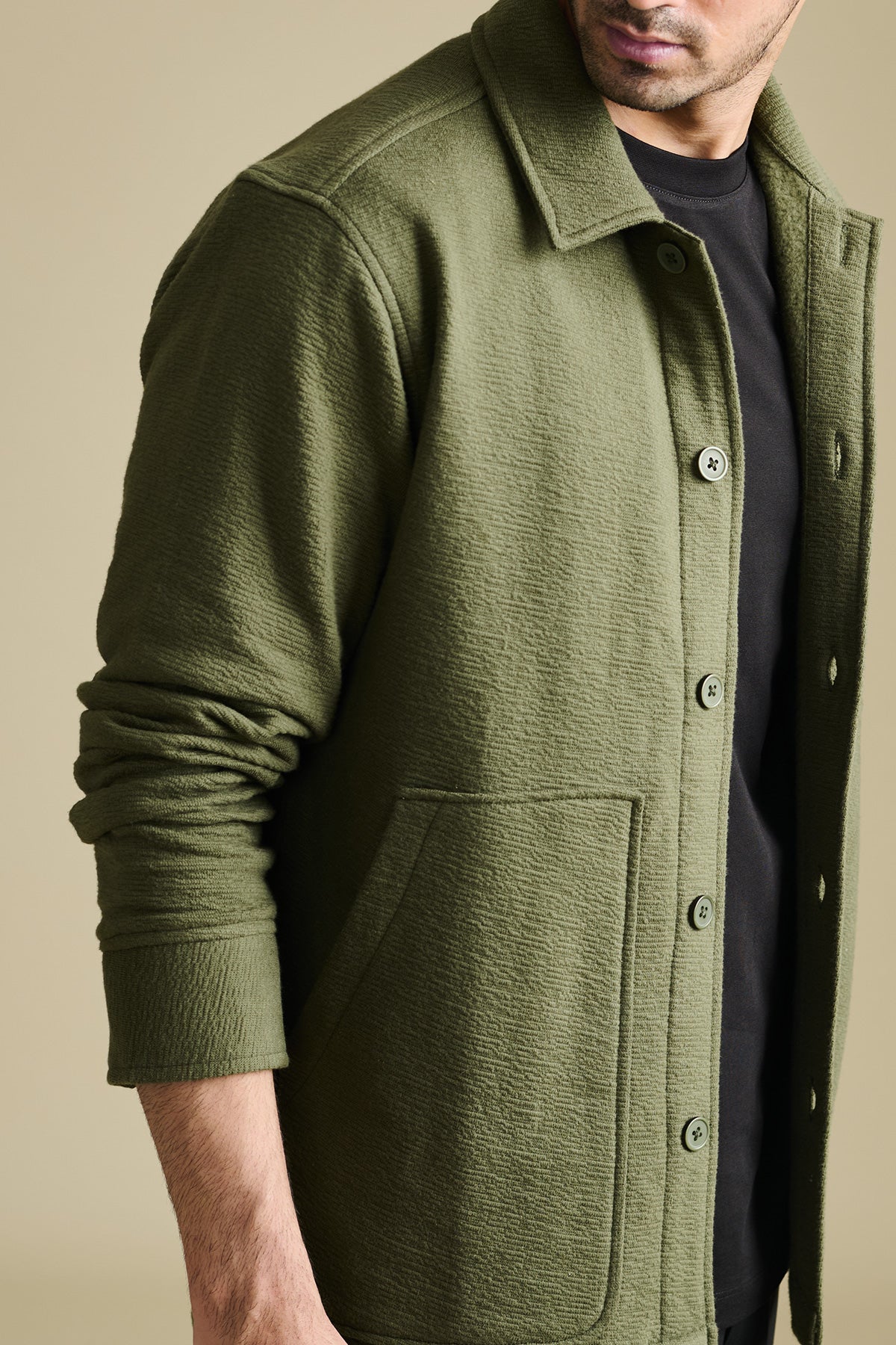 Textured Vintage Olive Shacket