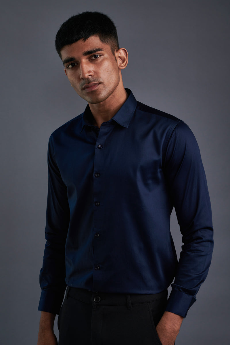 Buy Navy Blue Classic Shirt For Men's Online | Beyours