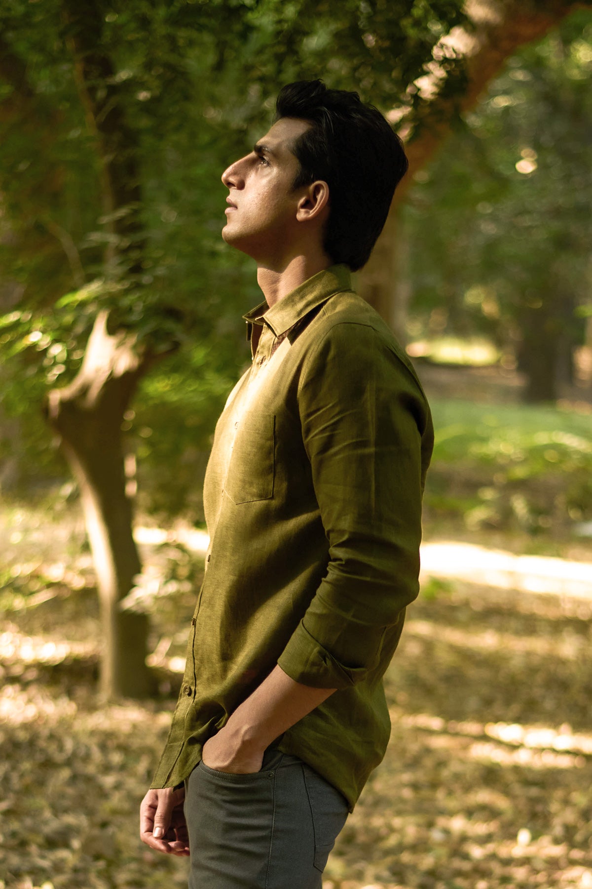 Olive Linen Shirt