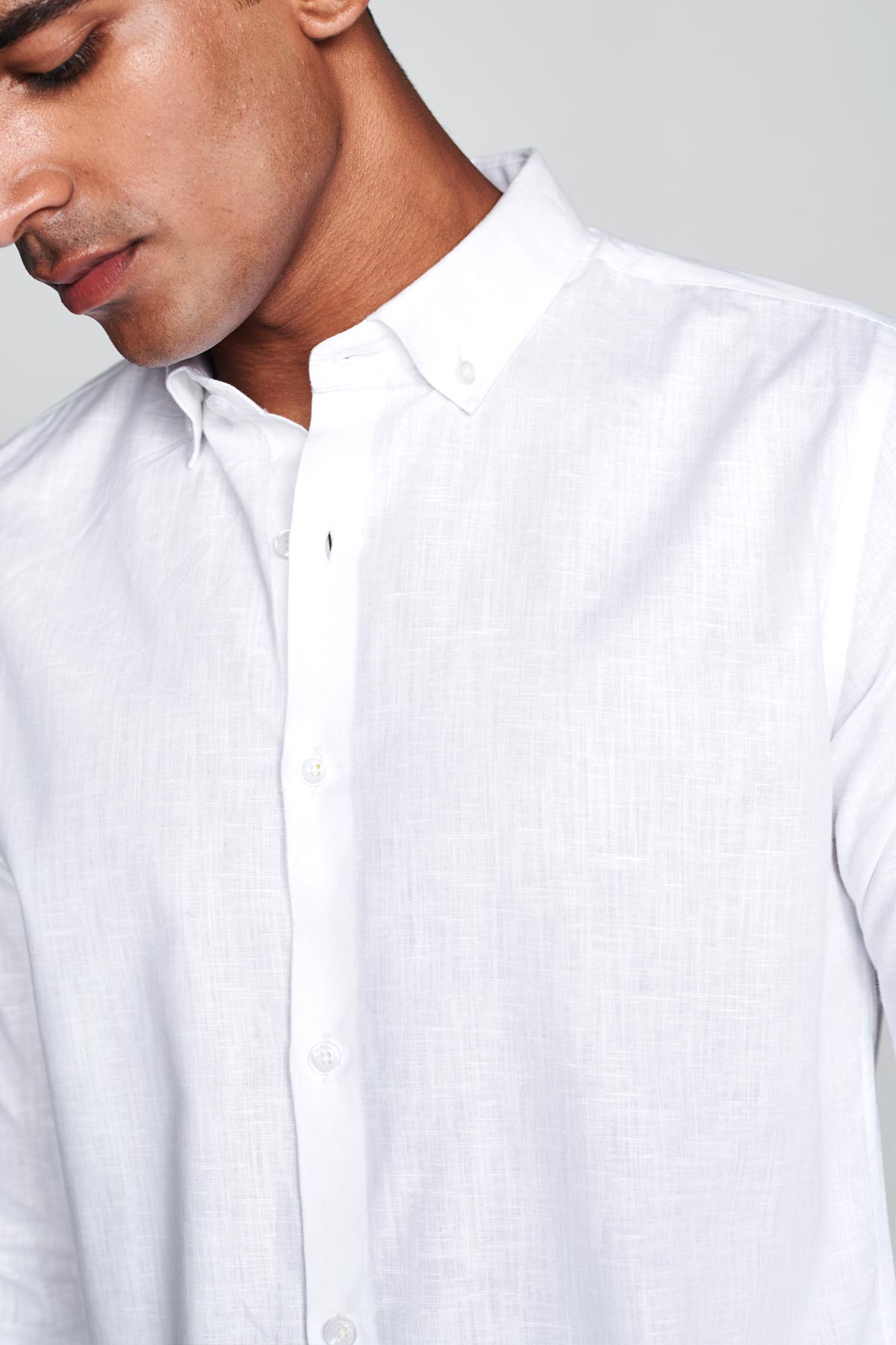 Buy White Full Sleeves Cotton Linen Shirt For Men's | Beyours