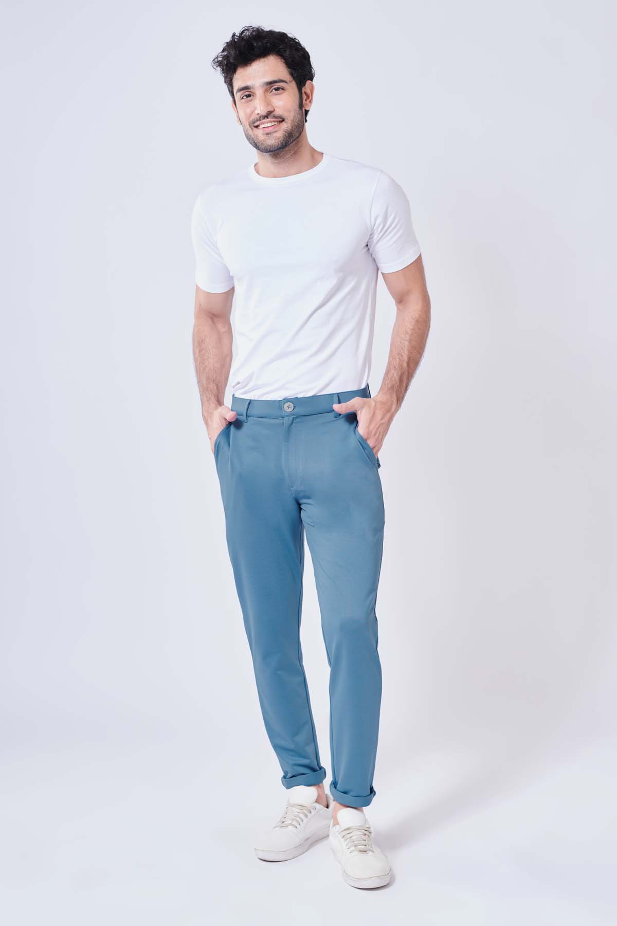 Buy Regular Trouser Pants Beige Sky Blue and Navy Blue Combo of 3 Cotton  for Best Price, Reviews, Free Shipping