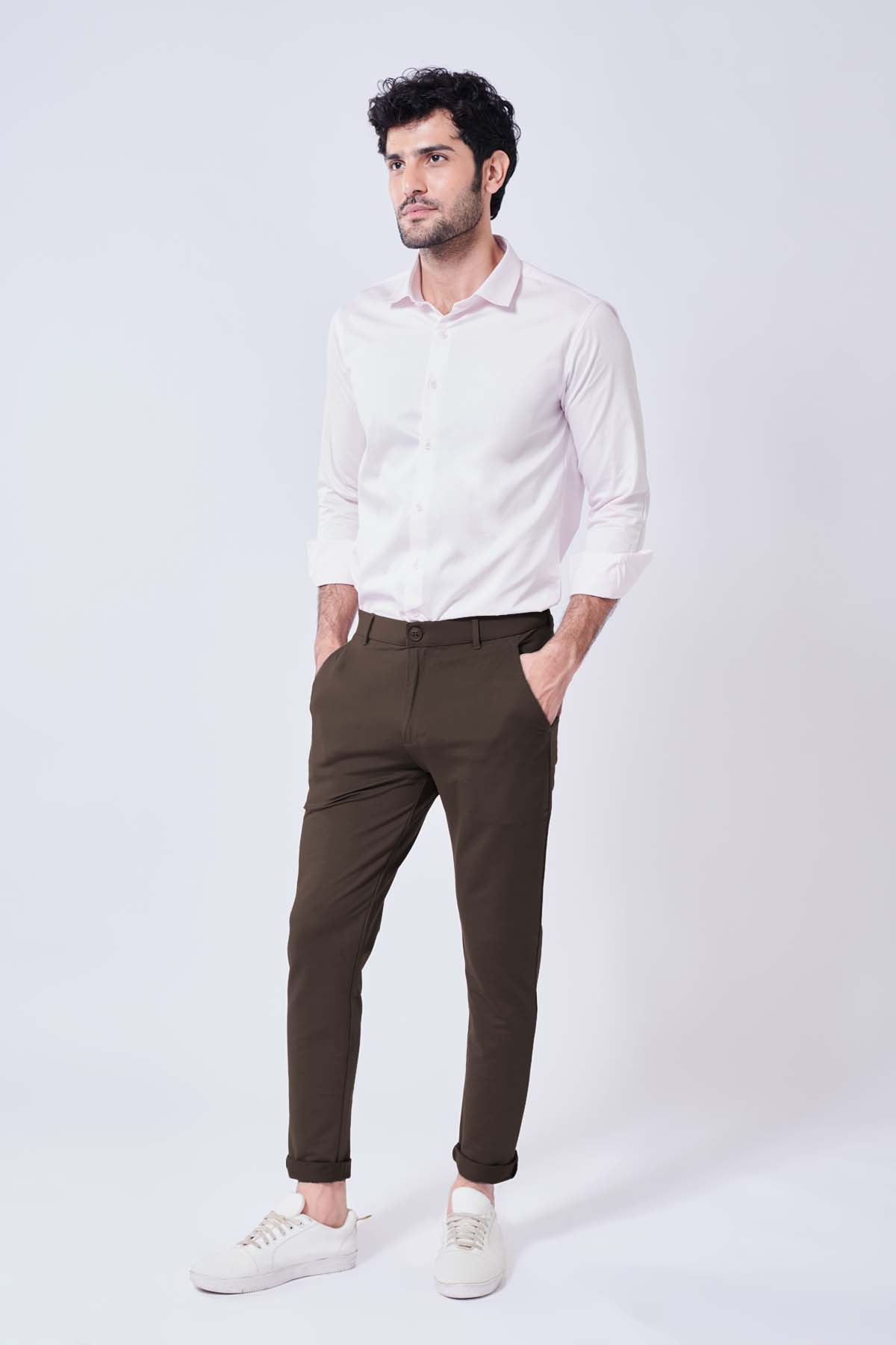 Brand's White Shirt With Mocca Details en