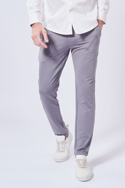 Women Light Grey Color Regular Fit PantsSPAIN09