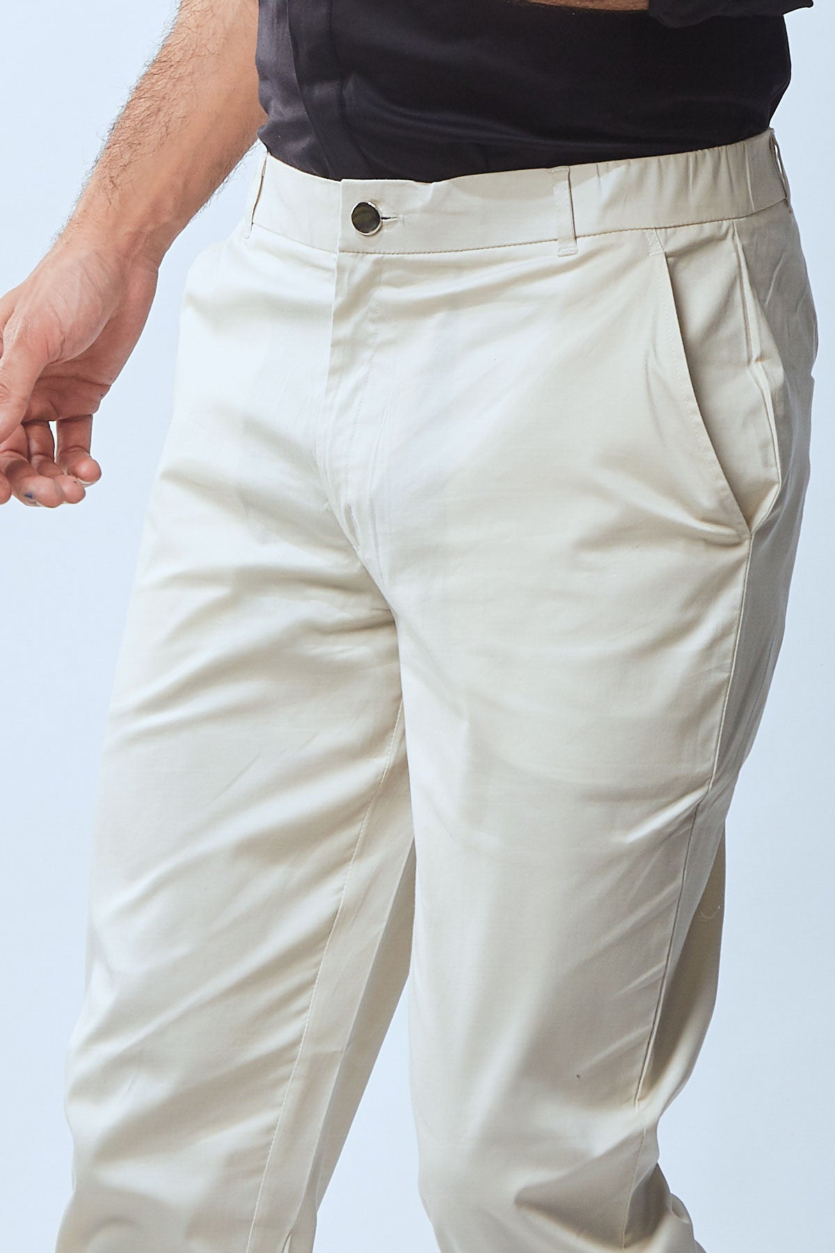 Buy WES Formals by Westside Solid Off White Slim Tapered Fit Trousers for  Online @ Tata CLiQ