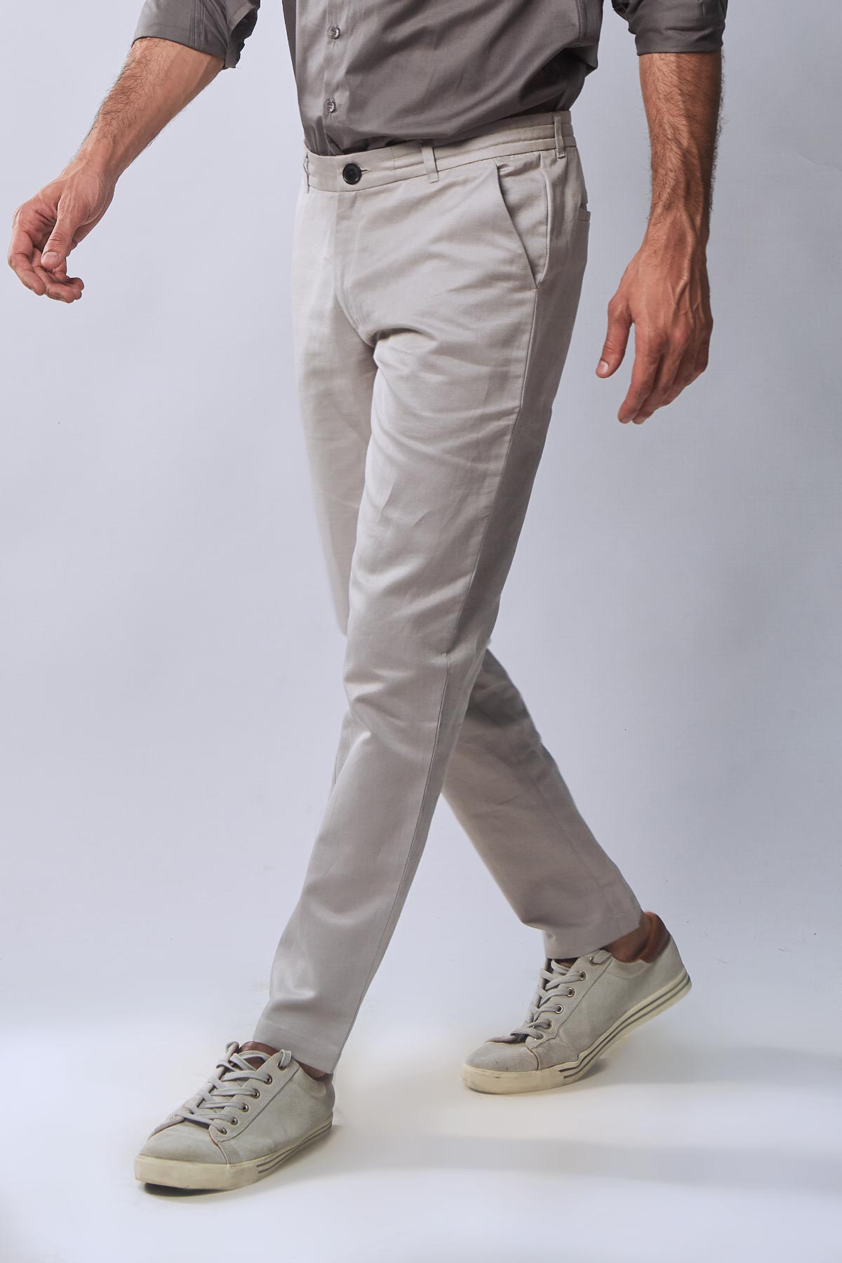 Dobell Beige Linen Suit Trousers  Dobell