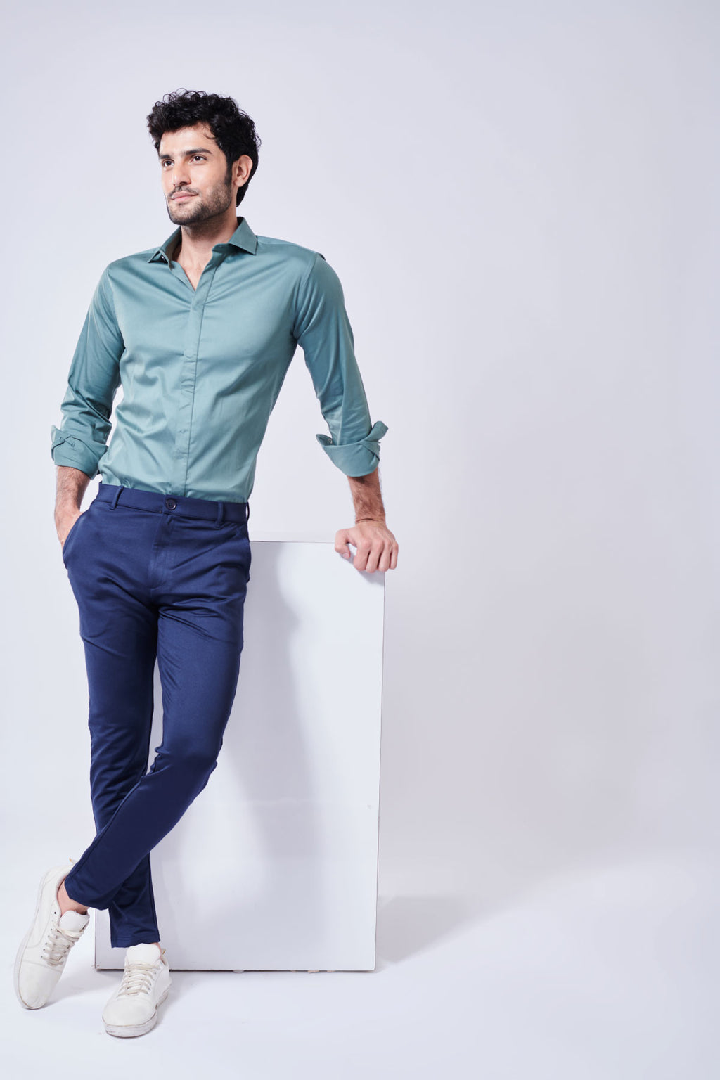 Buy Sea Green & Grey Shirts for Men by BEVDAAS Online